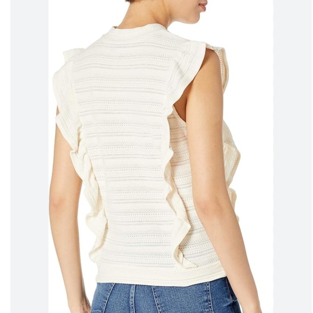 Jessica Simpson Cream Ruffle Sleeve Pointelle Knit Sweater Top XS